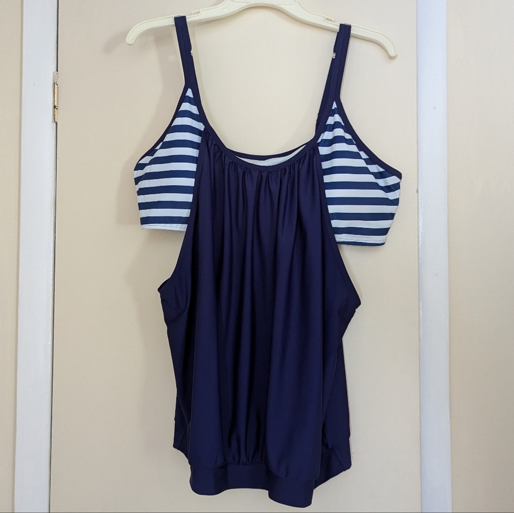 Navy Striped Tankini Swim Set